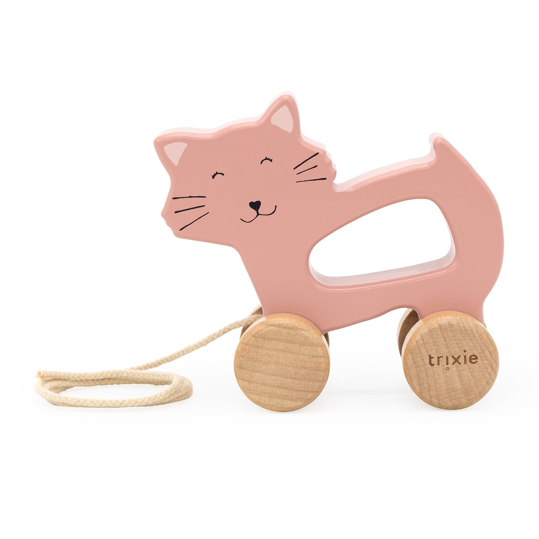 Trixie Mrs. Cat Pull Along Toy - FSC-Certified Wood - 12m+ - Pink