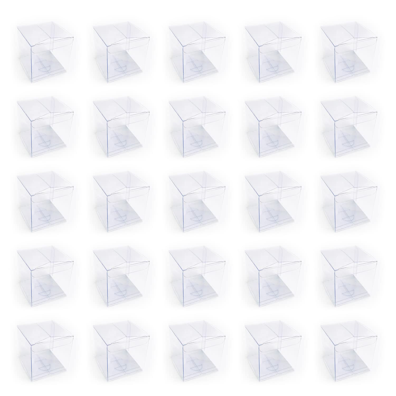 ZWZNBL Pack of 25 Transparent Gift Boxes, Plastic Folding Box, Chocolate Candy Box, Gift Packaging Box for Wedding, Party, Birthday, Christmas (5 x 5 x 5 cm)