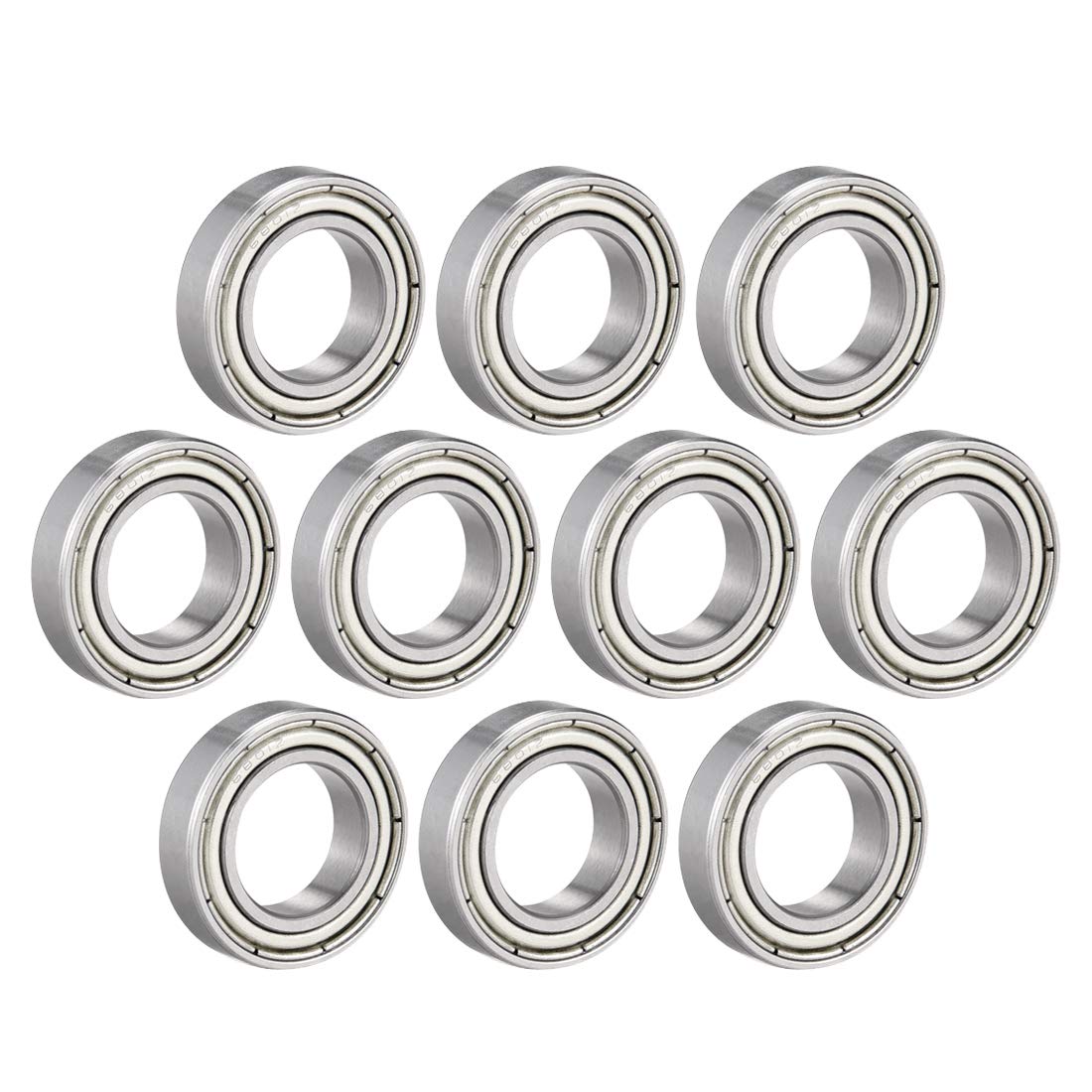 sourcing map 6801Z Deep Groove Ball Bearing Single Shield 1060801, 12mm x 21mm x 5mm Chrome Steel Bearings (Pack of 10)