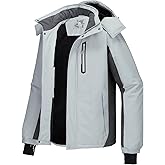 CAMEL CROWN Men's Mountain Snow Waterproof Ski Jacket Detachable Hood Windproof Fleece Parka Rain Jacket Winter Coat