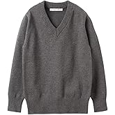 ACESTAR Boys and Girls' Uniform Cotton V-Neck Collar Sweaters Long Sleeve Pullover Knit Sweater