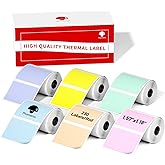 Phomemo Sticker Labels 1.57"x1.18"(40x30mm) 6 Rolls, for M110/M110S/M120/M200/M220 Printer - Pink/Blue/Khaki/Green/Yellow/Purple, for Small Business, Home, Office, 230 Labels/Roll
