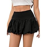 Women's Y2K Bubble Mini Skirt Low Waist Puff Skirt Summer Streetwear Skort with Short Underneath