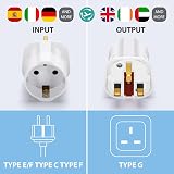 Aigostar 2 Pack EU to UK Travel Adapter Plug, Schuko 2 Pin to 3 Pin Converter view 6