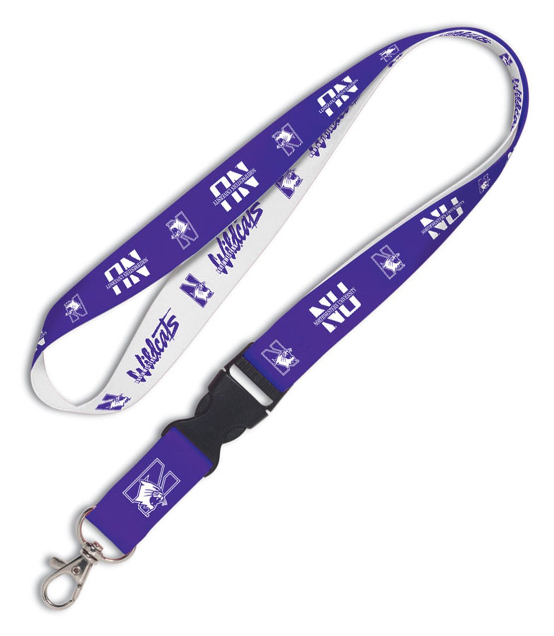 NCAA Northwestern Lanyard with Detachable Buckle, 3/4"