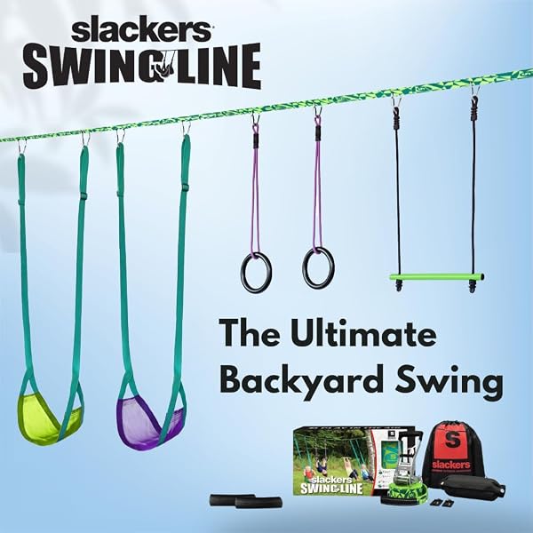 SLACKERS SWING LINE – TURN HEALTHY TREES INTO THE PERFECT BACKYARD SWINGSET – SLACKERS TREE SWING LINE KIT – GREAT TREE SWING ADDITION TO ANY YARD – RECOMMENDED FOR AGES 3+