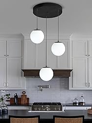 ykolupty 3-Light Black Chandelier with White Globe