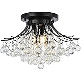 Elegant Lighting Toureg 19" Metal and Crystal Flush Mount in Black