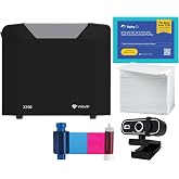 Volty ID VX100 Single-Sided ID Card Printer for Employee &amp; Student Badges | Hand-fed CR80 30 mil cards; 300 x 1200 dpi; VXr100 ribbon &amp; VXCKIT kit; USB; small-office badge programs