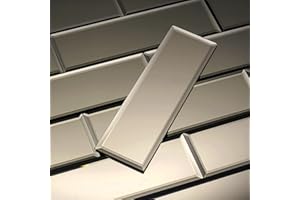 TILEBAY 3" x 10" Gold Subway Mirror Glass Decorative Tile with Beveled Edge for Kitchen Backsplash/Bathroom 10 Pieces Per Box (2sq/ft)
