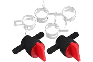 TOVINANNA Petcock Shutoff Valve 2Pcs 180° Straight Gas Valve with 4 Clamps for Use on Lawn Mowers Snow