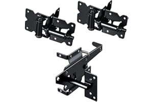 skysen Stainless Steel Self Closing Vinyl Fence Single Gate Hinge and Latch Hardware Kit -2 Hinges and 1 Latch (Single Gate Kit)