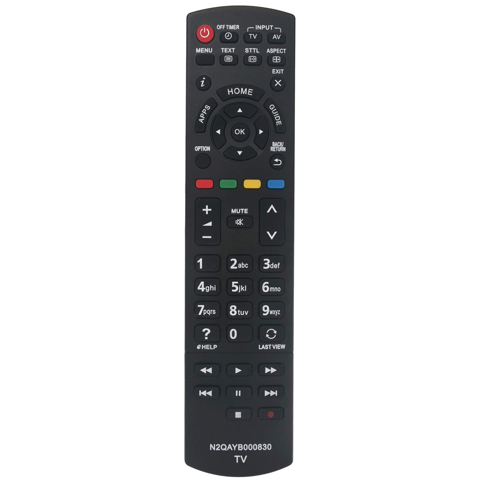 VINABTY N2QAYB000830 Replacement Remote Fit for Panasonic Viere TV TX-L32EW6 TX-L39EW6 TX-L39EW6K TX-L42EW6 TX-L42EW6K