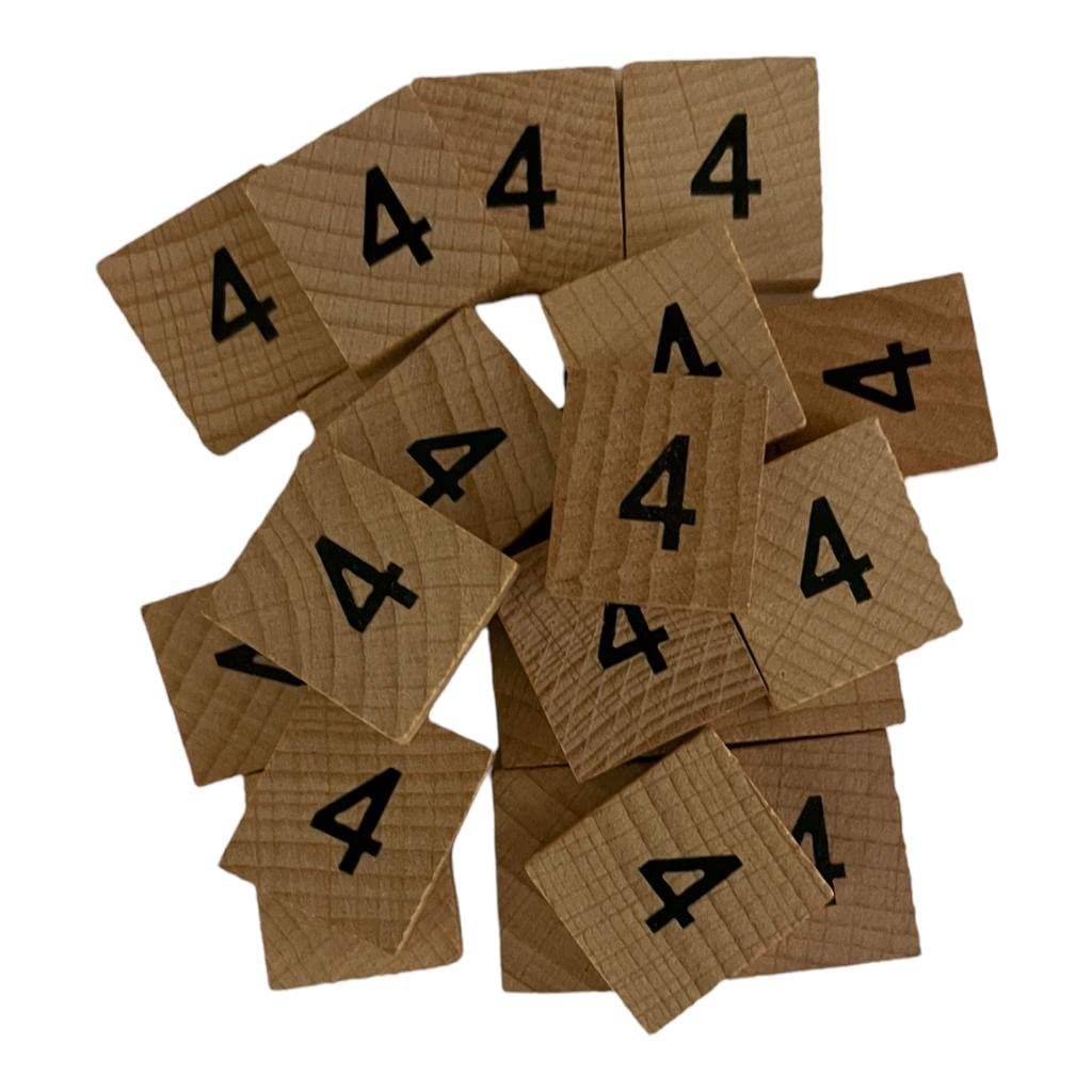 Wooden Letter Word Tiles Arts Craft Create Personalised Gifts (Number 4, 25 Pack)
