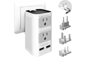 MAPAMBO 220V to 110V Voltage Converter US to Europe UK Italy Spain France Iceland Asia, 2000W Universal European Travel Plug Adapter Power Converter Adapter Combo with 2 USB and Type A, C, G, I Converter