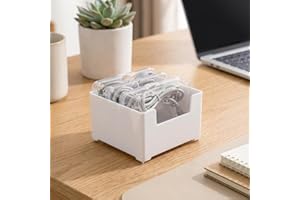 Cable Organizer Storage Box with 3 Wire Ties, Desktop Cable Management Box with Switch, Power Cord Organizer for Office, Home