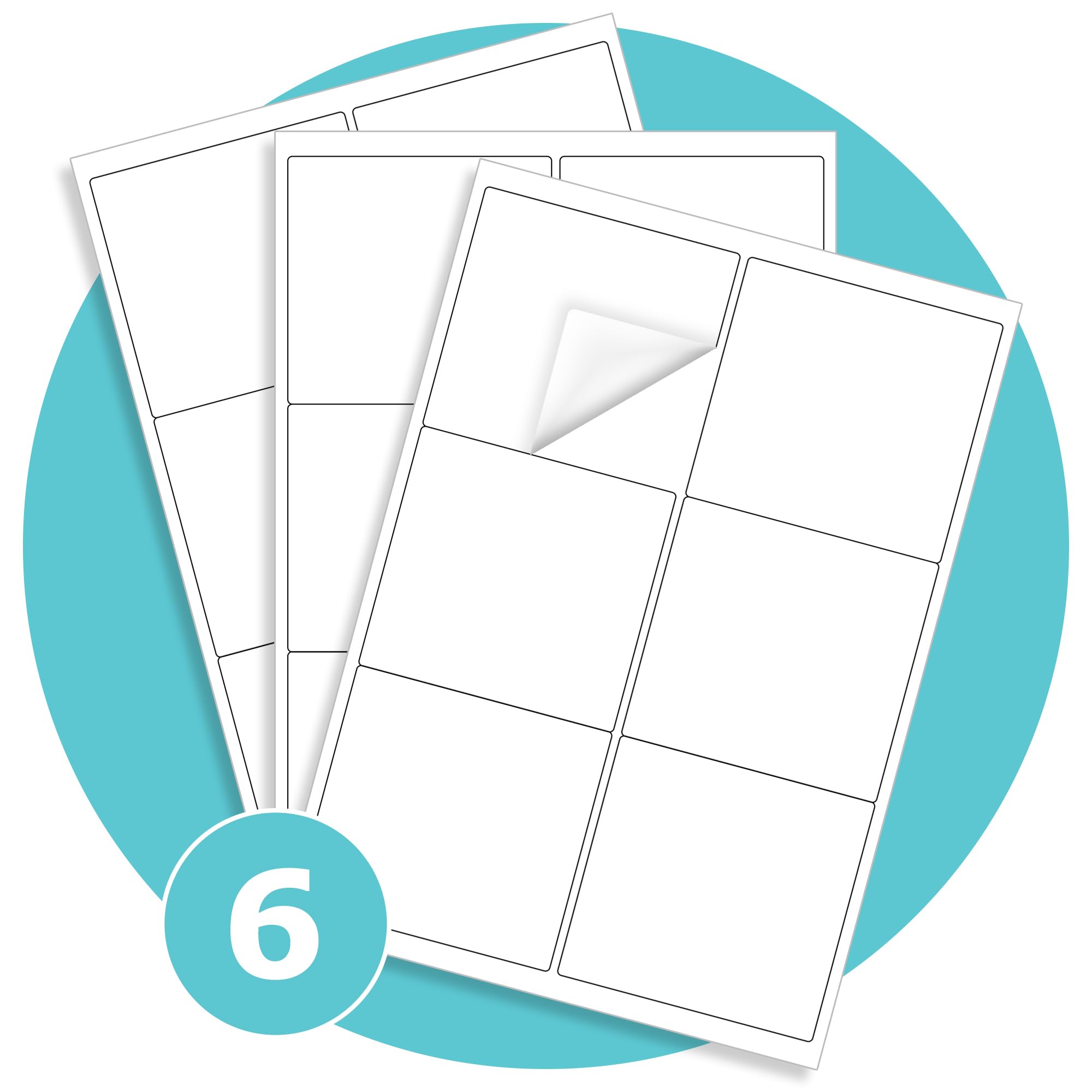 Triplast 50 x Multipurpose A4 Label Sheets - 6 Labels per Sheet (99 x 93mm Each) - Easy-Peel White Stickers for Inkjet & Laser Printer - Ideal for Shipping, Addressing, Filing, Crafts & DIY Use