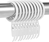 tonyg-p 20 Pack Metal Curtain Rings 30mm Inner Dia with 20 Plastic Hooks White view 1