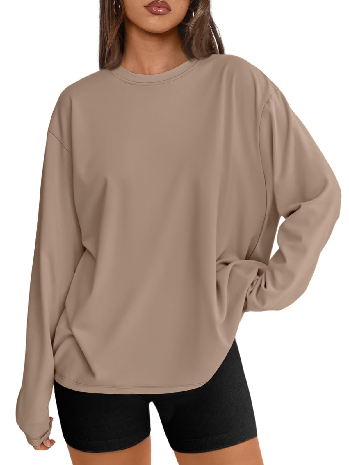 Trendy Queen Womens Oversized Long Sleeve T Shirts 2025 Basic Crewneck Tee Fall Tops Casual Workout Y2K Clothes