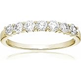 VIR JEWELS 1/2 cttw Diamond Wedding Band for Women, Certified SI1-SI2 Diamond Wedding Band in 14K Yellow Gold 7 Stones, Size 4.5-10