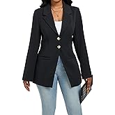 Ystguic Women's Long Sleeve Notch Lapel Work Suit Blazers Open Front Causal Jacket Outwear with Pockets
