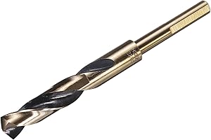 uxcell 37/64" Drill Bit 3/8" Reduced Shank 3-Flat M35 Cobalt 5% High-Speed Steel Twist Black and Gold Finish 135° Drill for H