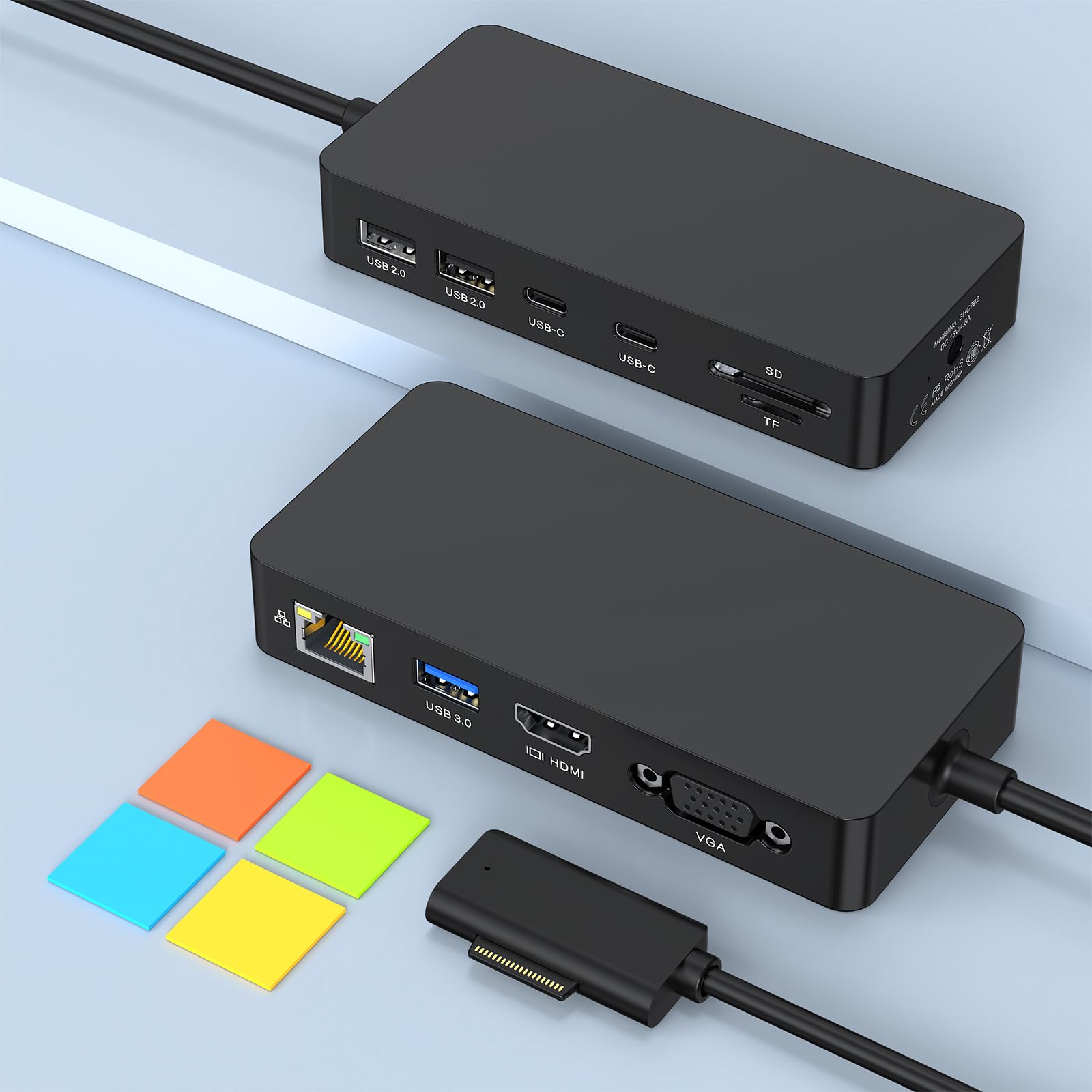 Photo 1 of Microsoft Surface Pro Docking Station with Power Adapter, 11-in-1 Surface Dock Dual Displays 4K HDMI+VGA, Sur face Docking Station for Sur face Pro 11/10/9/8/X/7/7+/6/5/4/3, Sur face Book/Laptop/Go