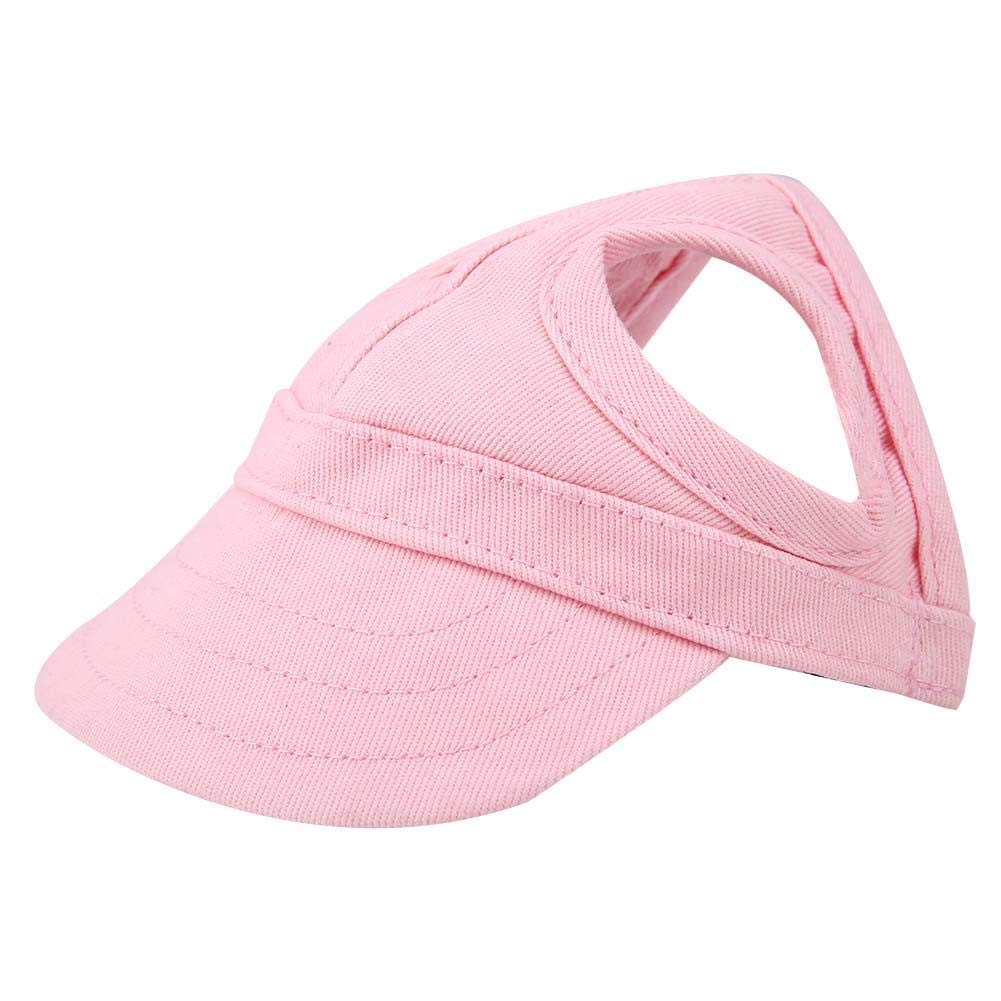 Fdit Pet Dog Cat Baseball Outdoor Cap Sunbonnet Adjustable Stripe Summer Travel Sport Hat (S-Pink)