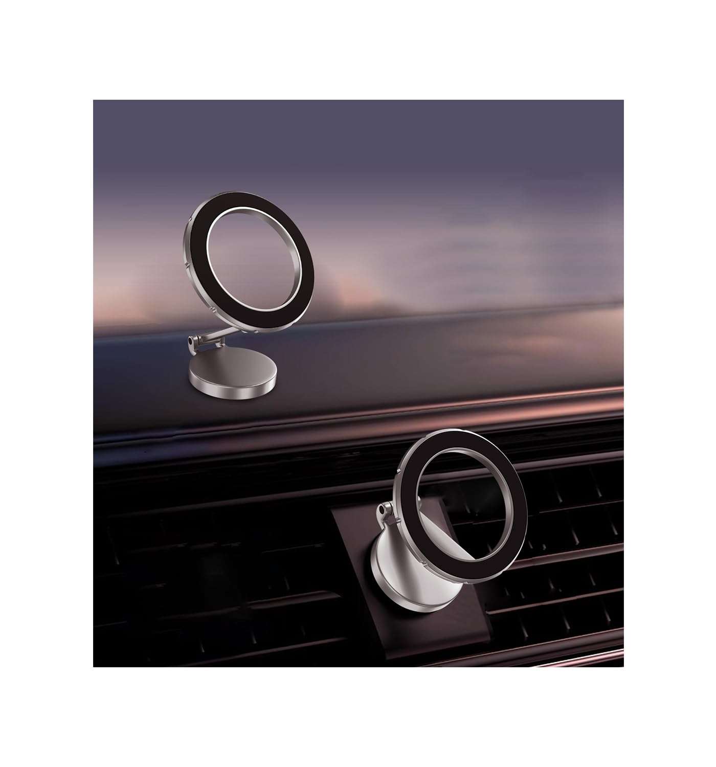 for Magsafe Phone Holder, Car Mount Folding & 360° Rotation Magnetic Phone Holder for Car Strong Magnets iPhone Car Mount Hands Phone Holders for Your Car Dash Fits iPhone17 16 15Pro Max (Silver-B)