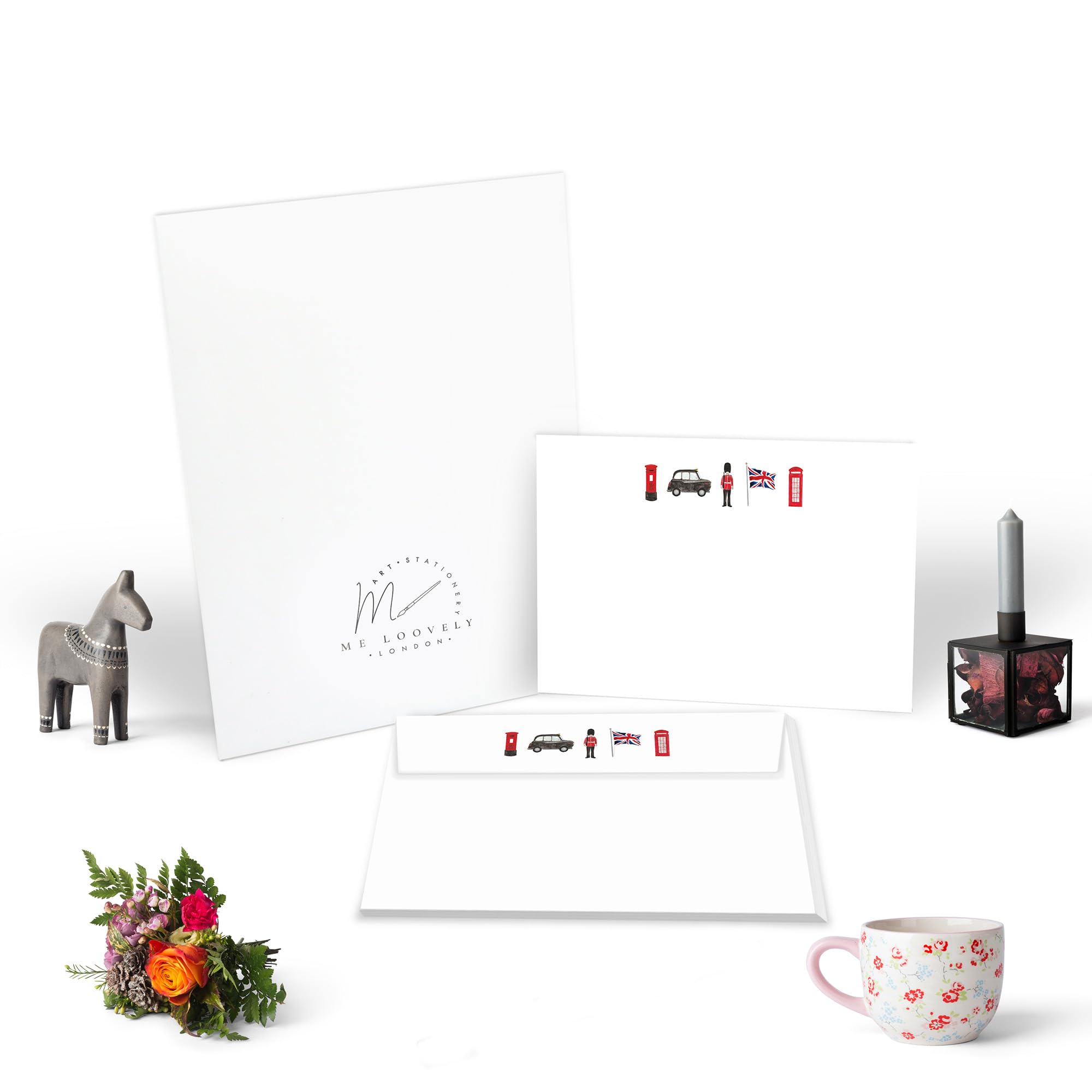 Me Loovely Beefeater Britain Flat Notecard and Envelopes Sets Correspondence Card Blank Greeting Cards with Envelopes | Christmas Gifts (Pack of 10 with Gift Envelope)