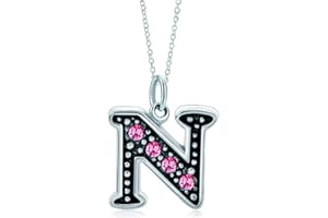LovelyJewelry Pink Letter A-Z Alphabet Initial Charms Bead Necklace Pendant