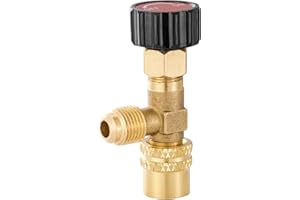 R410 Refrigerant Charging Valve, Safety Flow Control Ball Valve, Brass Low Loss HVAC Fittings for R410 AC Manifold, Mini Spli
