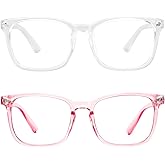 2 Pairs LifeArt Blue Light Blocking Glasses with Spring Hinge, Anti Eyestrain, Computer Reading Glasses, Gaming Glasses, TV Glasses for Women Men, Anti UV, Anti Glare (Clear&Pink, +1.25 Magnification)