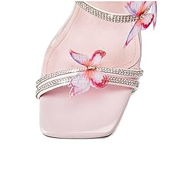 VOZTOLLS Strappy Heels for Women Rhinestone Crystal