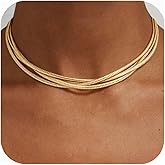 BONJOULRY Chunky Gold Necklace Wrap Gold Choker Necklace for Women Gold Statement Necklace Lightweight Non-Tarnish Silver/Gold Collar Necklace Valentines Day Gifts for Her