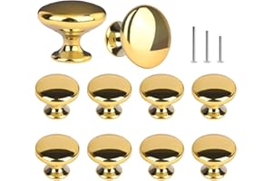 OctinPris Gold Cabinet Knobs, Polished Chrome Gold Drawer Knob Round Gold Dresser Knob Pull Handles 30mm for Kitchen Cupboard