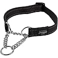 Reflective Nylon Choke Collar; Slip Show Obedience Training Gentle Choker for Large Dogs, Black