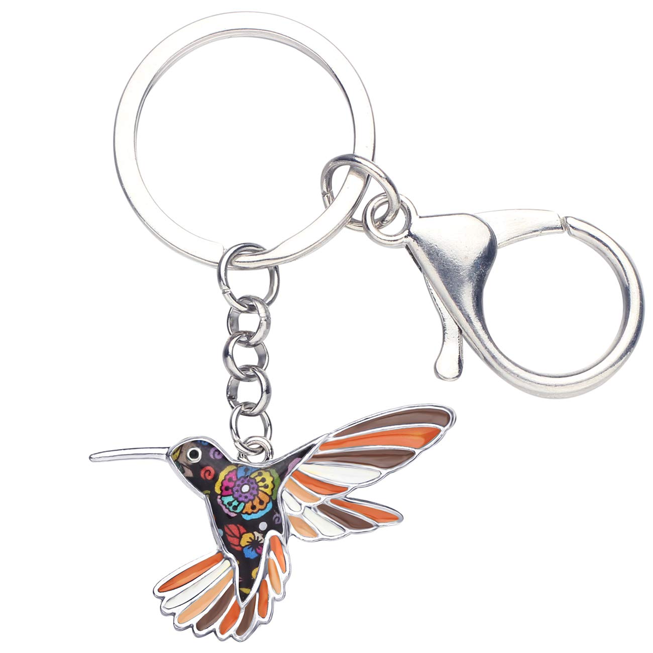 BONSNY Enamel Metal Hummingbird Key chains For Women Girls Gifts Car Purse Birds Pendant Charms (Brown)