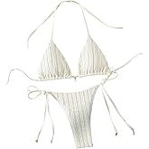 Verdusa Bikini Sets for Women 2 Piece Swimsuits Swimwear Beach Outfits Halter String Triangle Thong Bikini