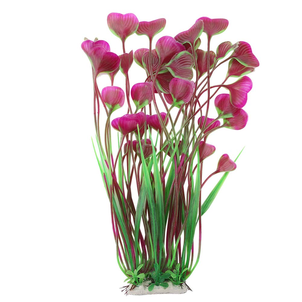 FTVOGUE Artificial Aquatic Plants, Heart Shape Leaves Aquarium Underwater Fish Tank Plant Decor(Wine Red)