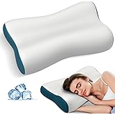 Cervical Neck Pillow for Pain Relief, Contour Memory Foam Pillows Ergonomic Pillow Orthopedic Cooling Pillow Bed Pillow Neck Support for Side Back Stomach Sleepers