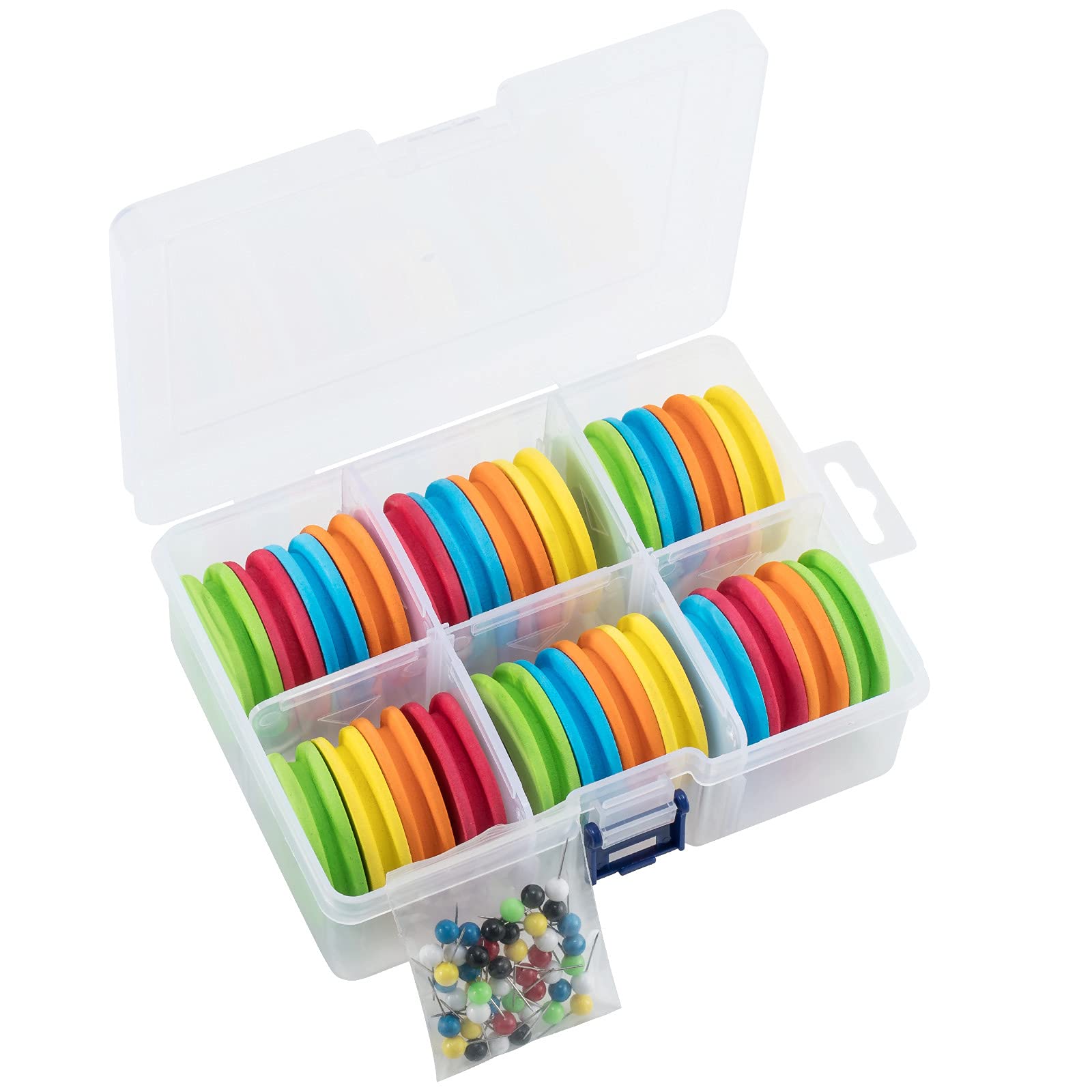 Dr.Fish Set of 24 Fishing Rig Winders in Tackle Box EVA Foam Holder Assorted Colours 40 Pins for Sea, Carp, Coarse Rigs