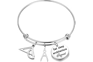 ENSIANTH Architect Bracelet Architecture Gift Eat Sleep Architecture Repeat Expandable Bangle Gift for Architecture