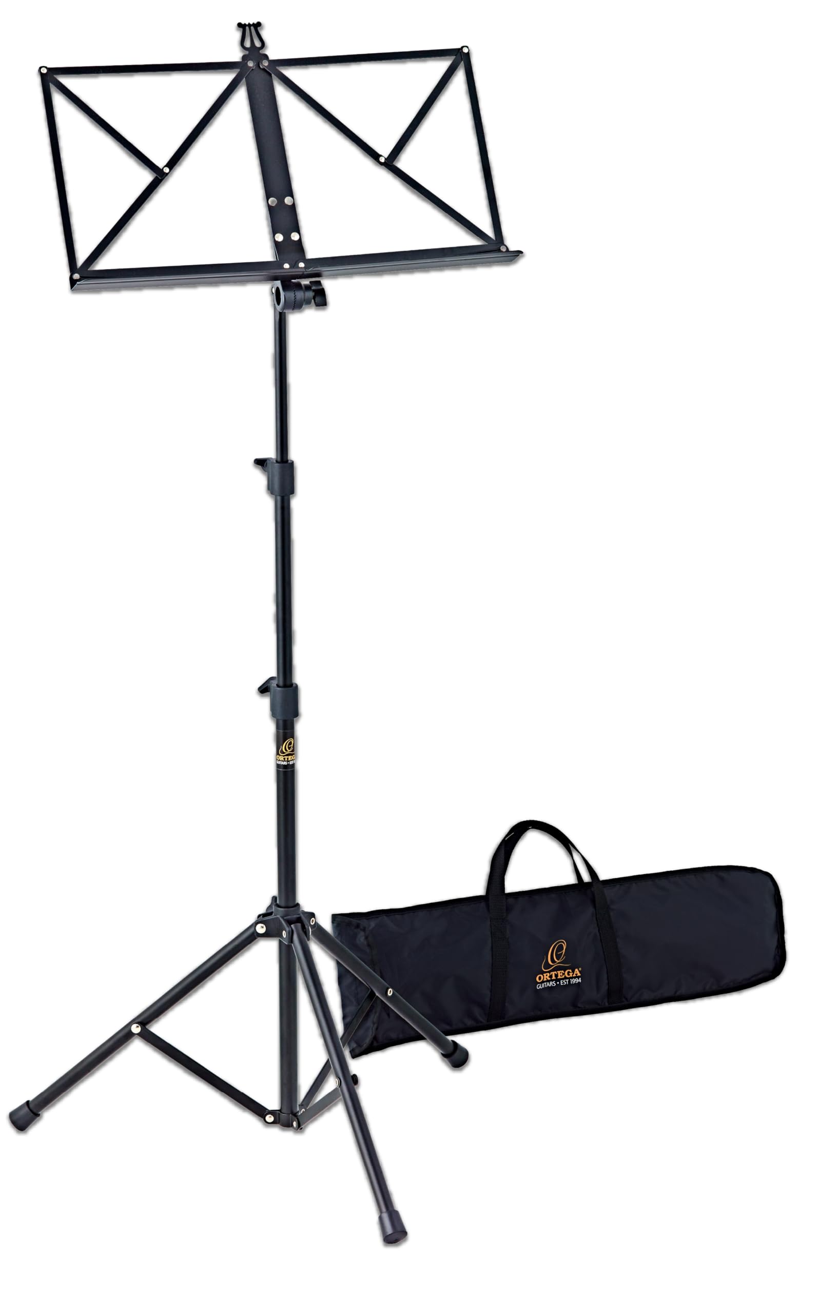 Ortega Guitars Portable Music Stand – Height Adjustable Music Stand – Including Carrying Bag – Aluminum, Black (OMS-1BK)