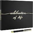 JOBVERT Funeral Guest Book for Memorial Service, Celebration of Life Guest Book with Memory Table Sign & 2 Pens, Elegant Funeral Book to Sign, Black Handcover Guest Book for Funeral, for 240+ Guests