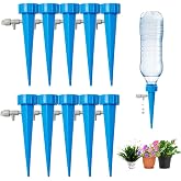 10 Pack Self Watering Spikes for Plant,Indoor &amp; Outdoor Automatic Plants Waterer,Plug-in Device with Adjustable Valve Switch, Self Watering Planter Insert (10 Blue)