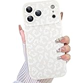 TEAUGHT Compatible with iPhone 17 Pro Max Case 2025 Cute Pattern Leopard Print Cheetah Shockproof Silicone Phone Cover for Girls Women -White