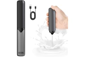 Soenglyun Rechargeable Milk Frother with Cover, Easy to Carry Drink Mixer Handheld, Electric Frother Wand for Coffee, Latte, Cappuccino, Frappe Drink, Hot Chocolate, Black