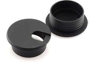 HJ Garden 2pcs 1-1/2 inch Desk Wire Cord Cable Grommets Hole Cover Office PC Desk Cable Cord Organizer Plastic Cover Black