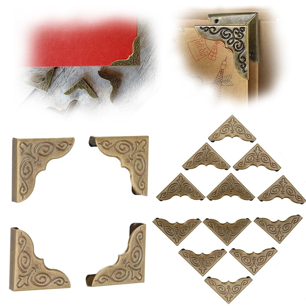 100Pcs Book Corner Protectors, 25 x 4mm Photo Album Corner Protector Decorative Metal Angle Protector for Scrapbooks Books Notebooks Menus Stamp Jewelry Case Box